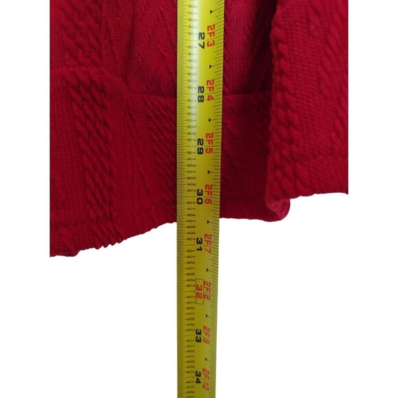 Alishebuy Women's Red Cardigan Sweater Long Sleeve Open Front Pockets, Size L. - Picture 6 of 7